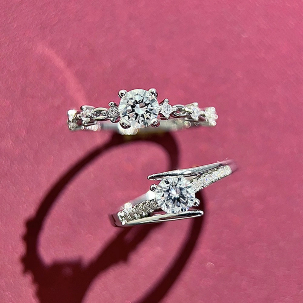 Wardrobe Whimsy Round Cut Cubic Zirconia Bypass Shank Engagement Ring