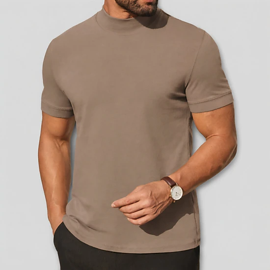 COOFANDY Men's Regular Fit Short Sleeve Mock Neck T-Shirt