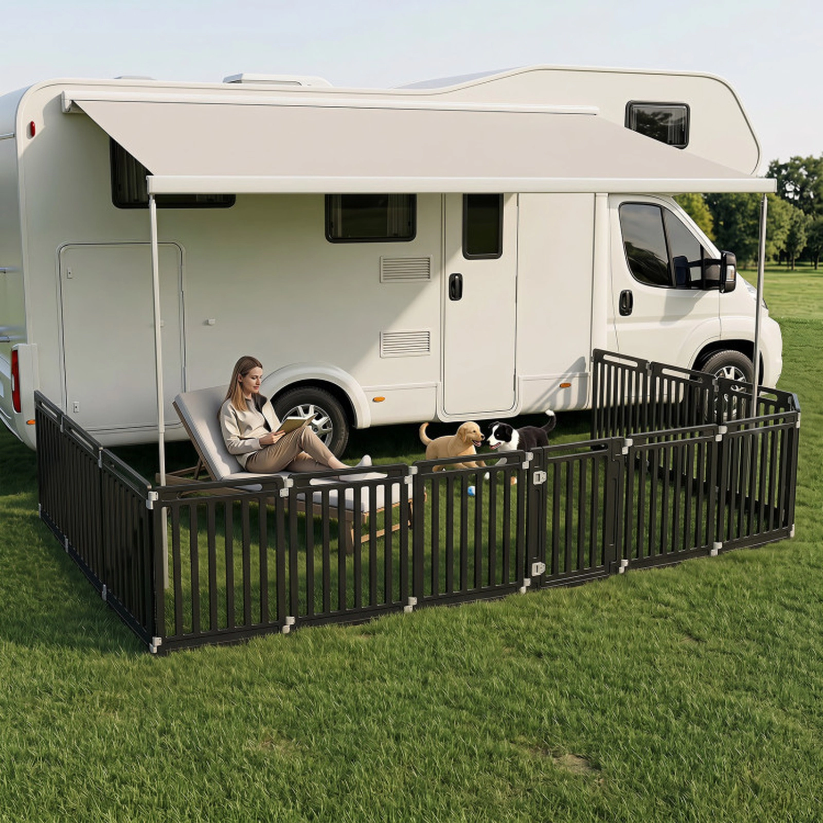 SUGIFT Black 12-Panel 31.5-in Tall Dog Playpen Puppy Pen with Snap-In Tool-Free Assembly for Indoor Use