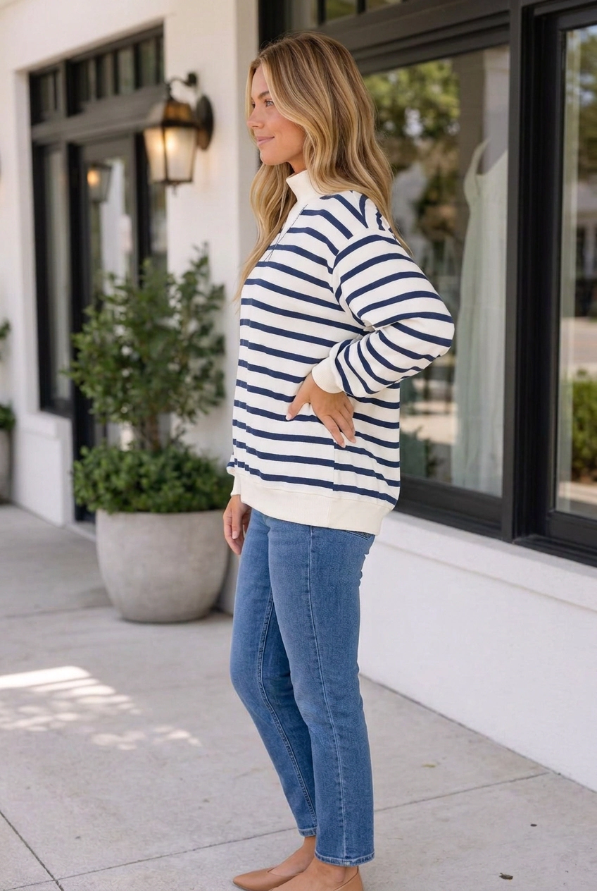 Threaded Pear Women's Nicole Ribbed Cuff Hem Sweatshirt
