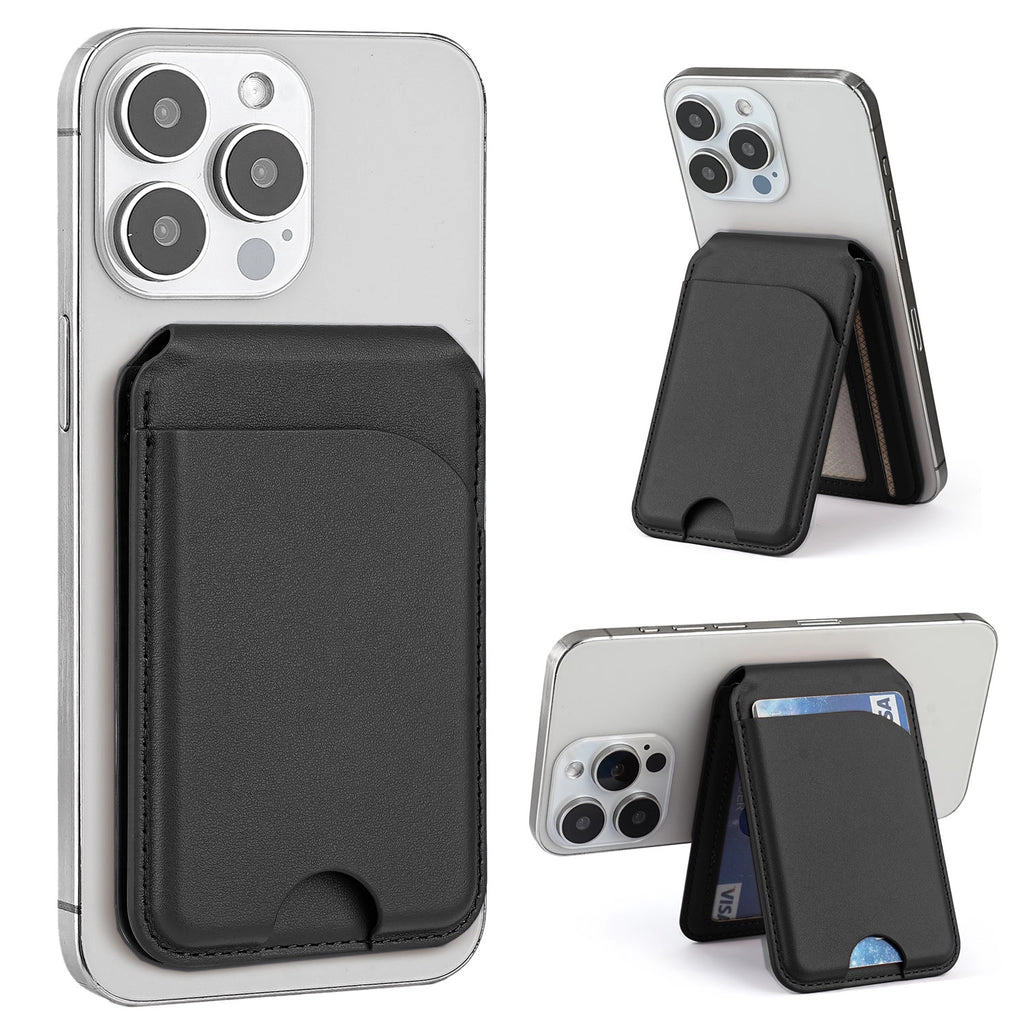 Alpha Digital MagSafe, Adjustable Phone Stand, Compatible w/ iPhone 12-17 - Magnetic Leather Wallet
