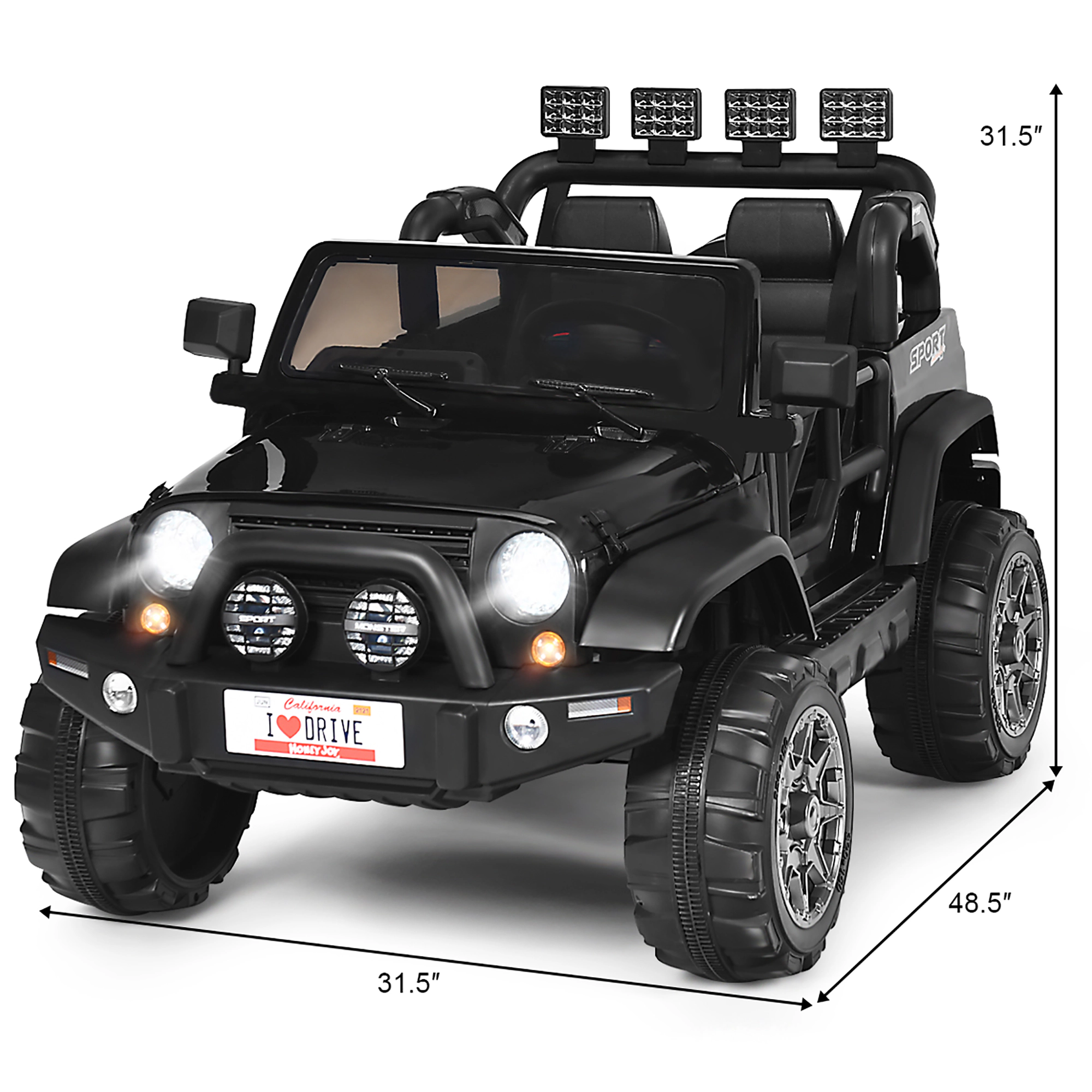 Costway 12V Kids Ride On Car 2 Seater Truck RC Electric Vehicles w/ Storage Room White