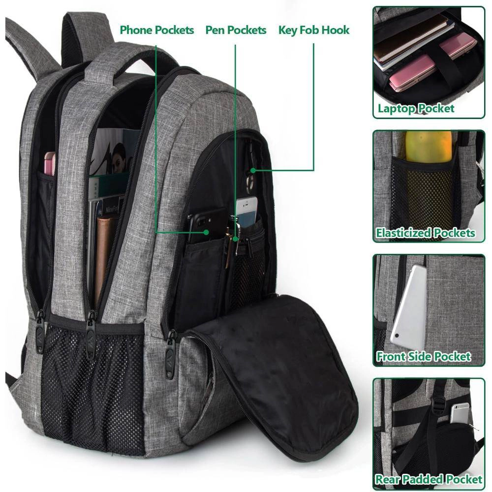 Clear Skye Unisex Gray Anti-Theft Travel Backpack