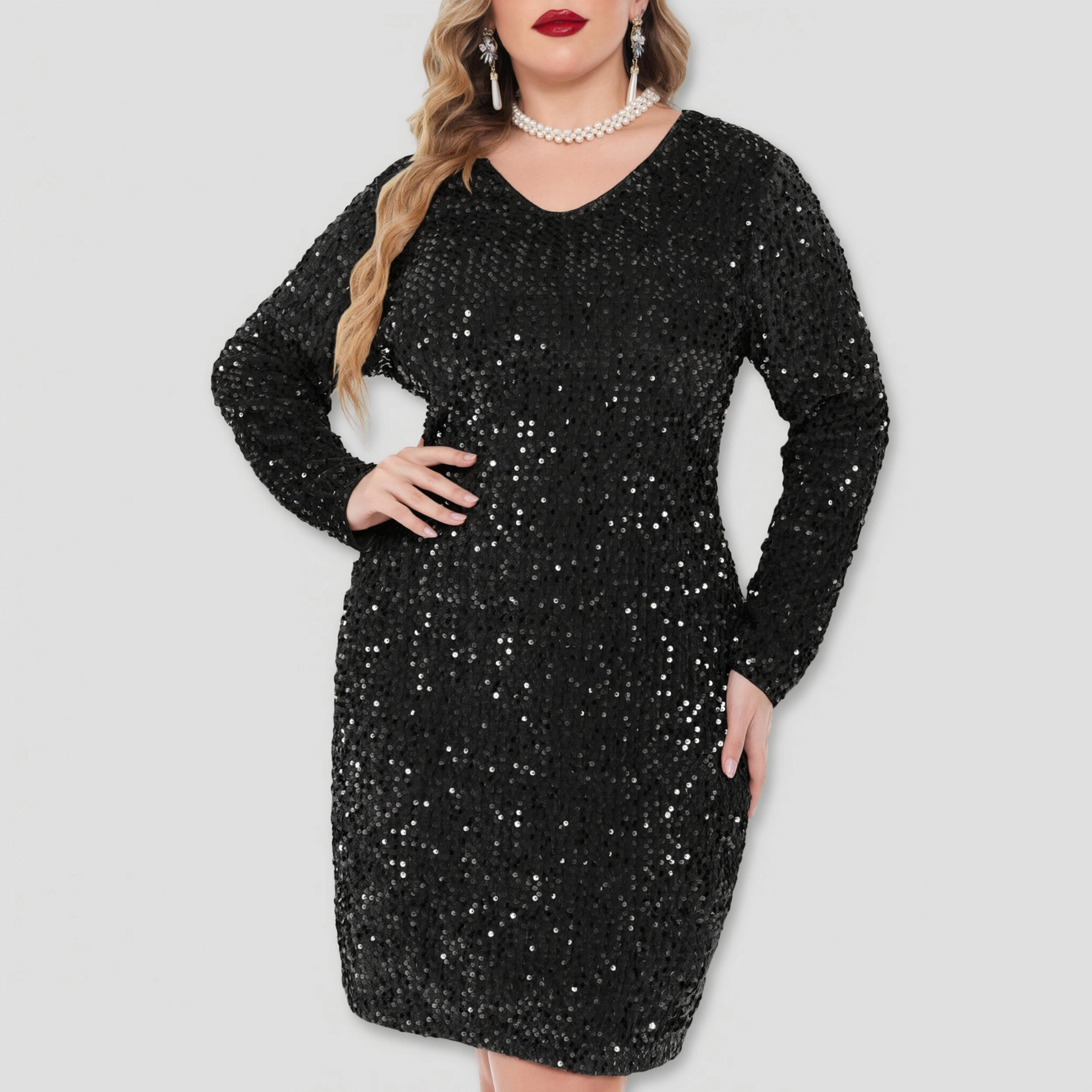 Zeagoo Women's V Neck Long Sleeve Bodycon Dress