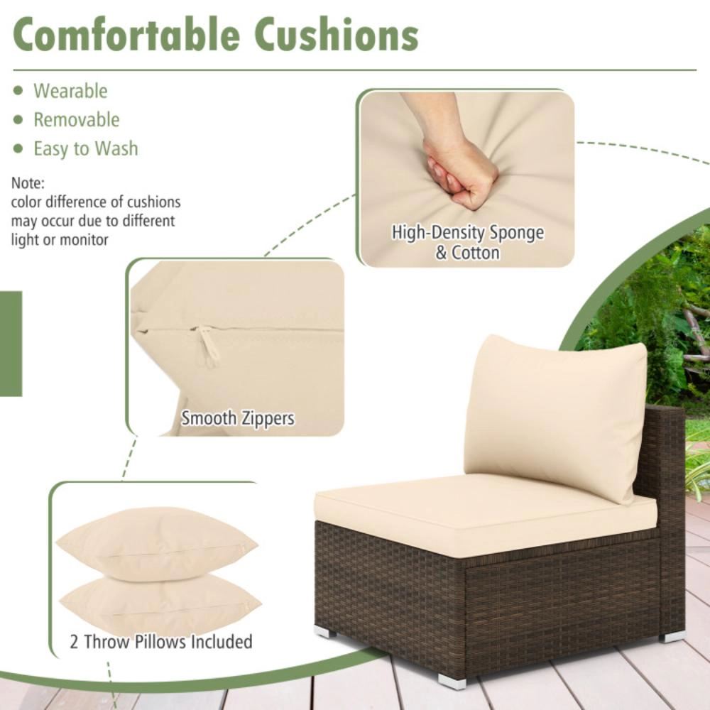 Hivvago 7 Pieces Patio Rattan Furniture Set With Sectional Sofa Cushions