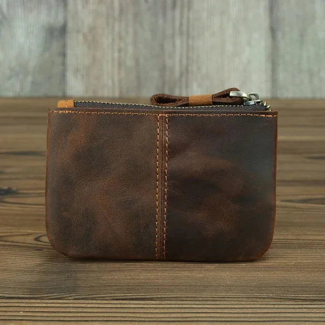 Steel Horse Leather Unisex The Cael | Handmade Leather Coin Purse with Zipper