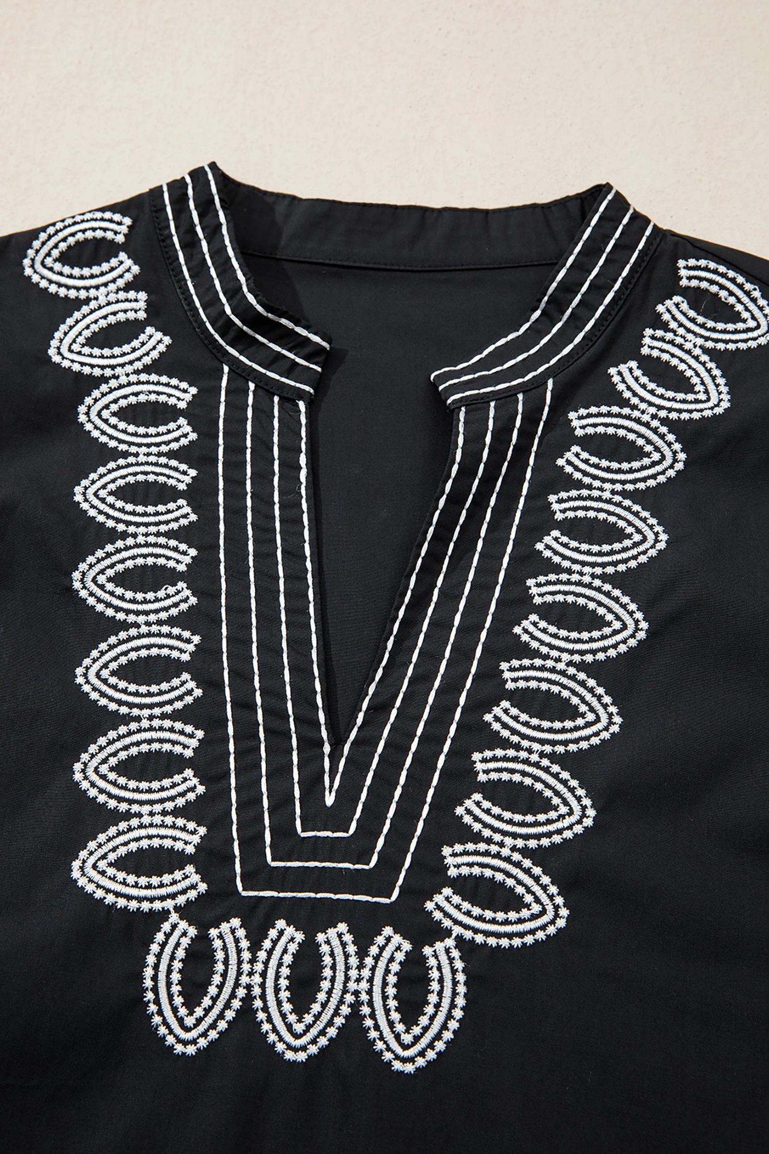 Threaded Pear Women's Raelynn Contrast Embroidered Detail Blouse
