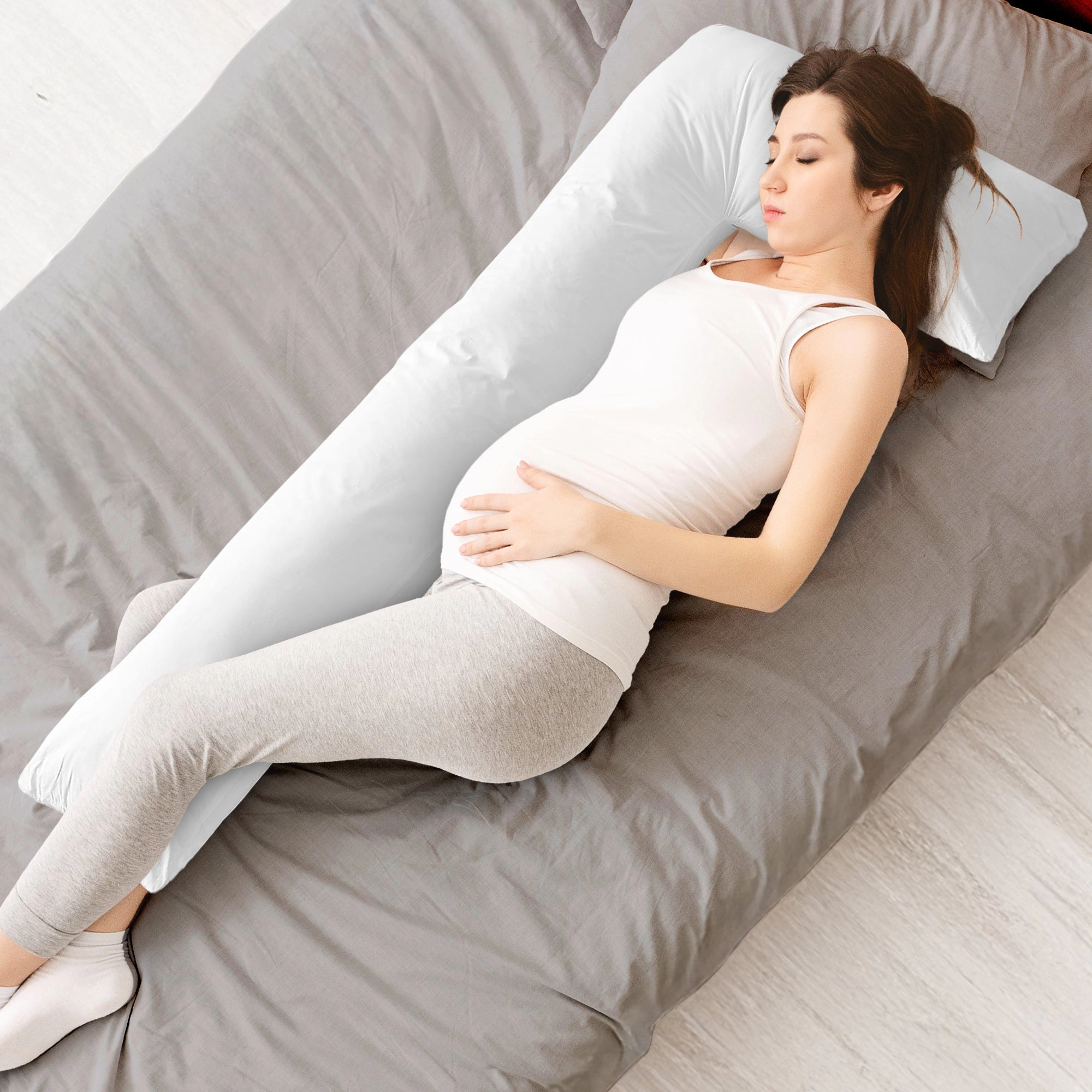 Cheer Collection L-Shaped Body Pillow for Pregnancy & Back Support with Cover