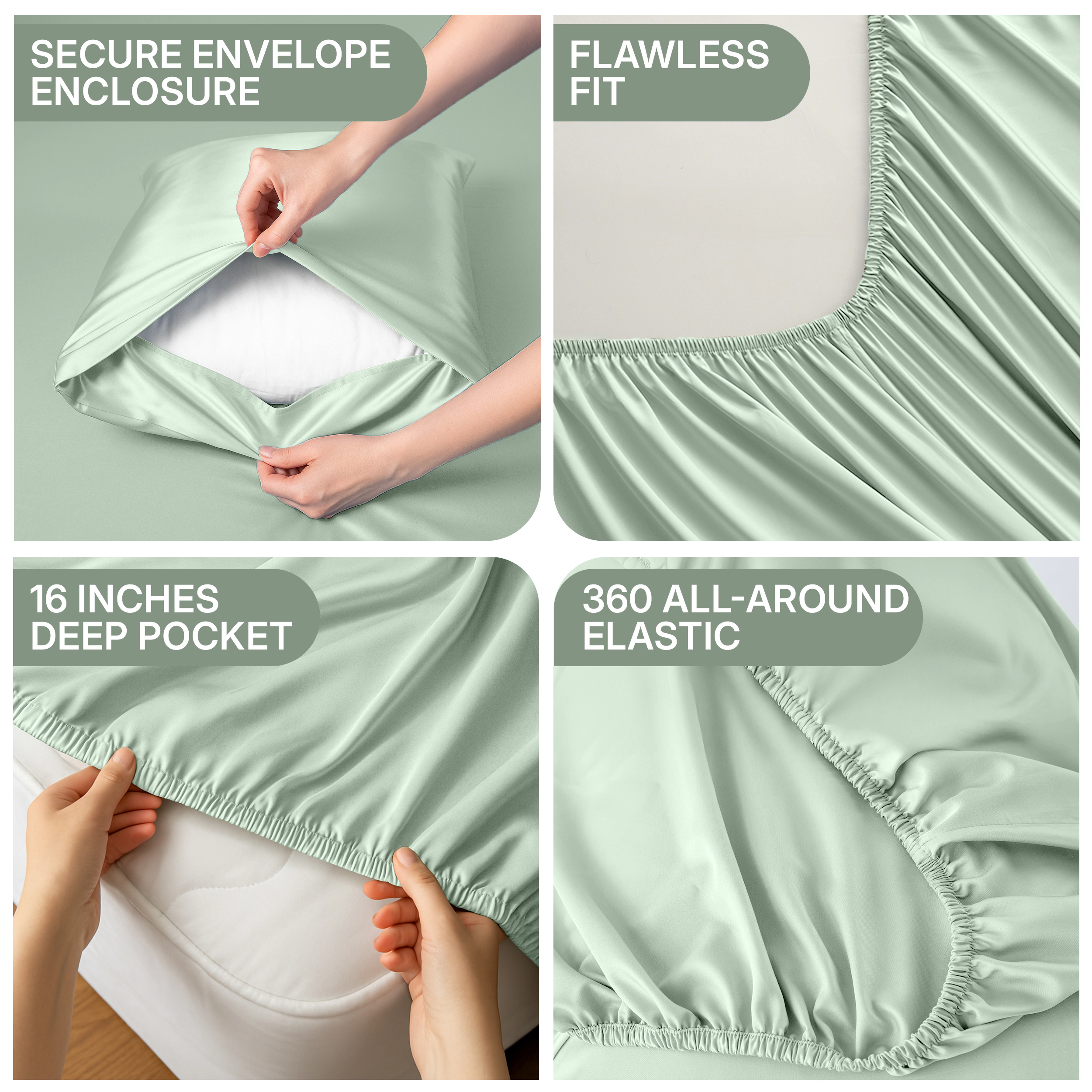 Lux Decor Collection 100% Organic Viscose from Bamboo Sheets 4-Piece Deep Pocket Cooling Bed Sheet Set