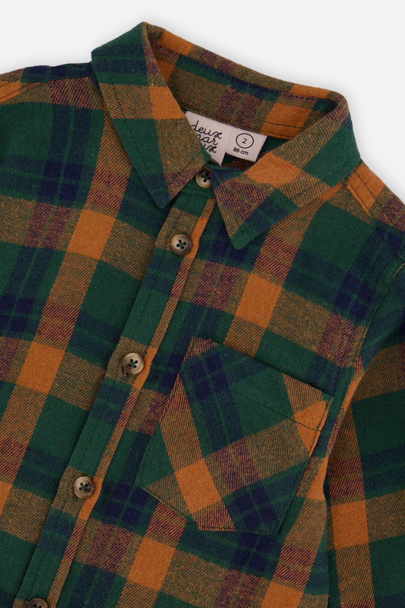 Deux par Deux Boys Collared Button Front Plaid Shirt