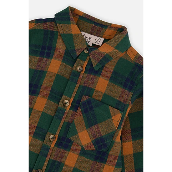 Deux par Deux Boys Collared Button Front Plaid Shirt
