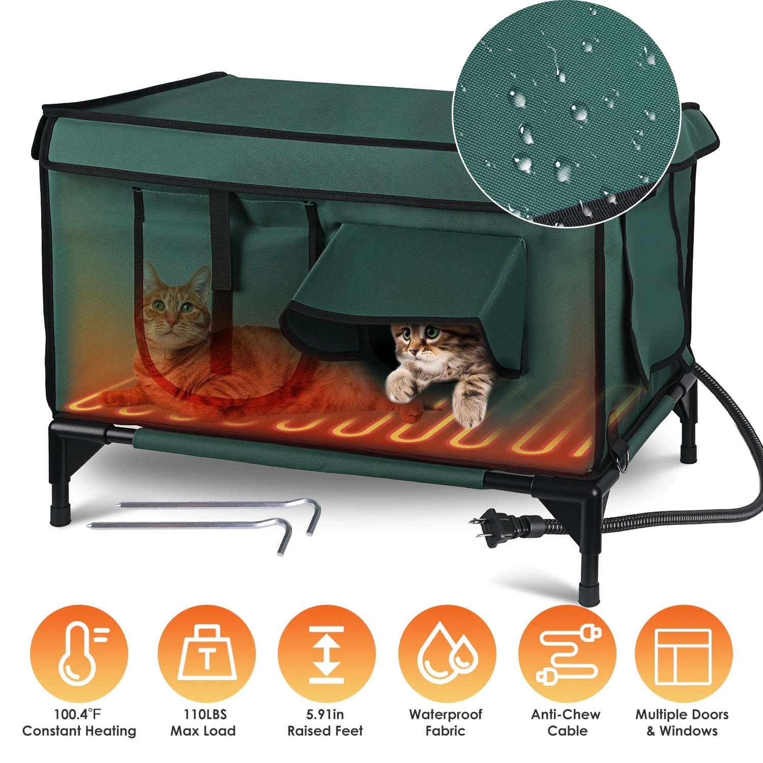 GBruno Waterproof Heated Cat House Outdoor Shelter
