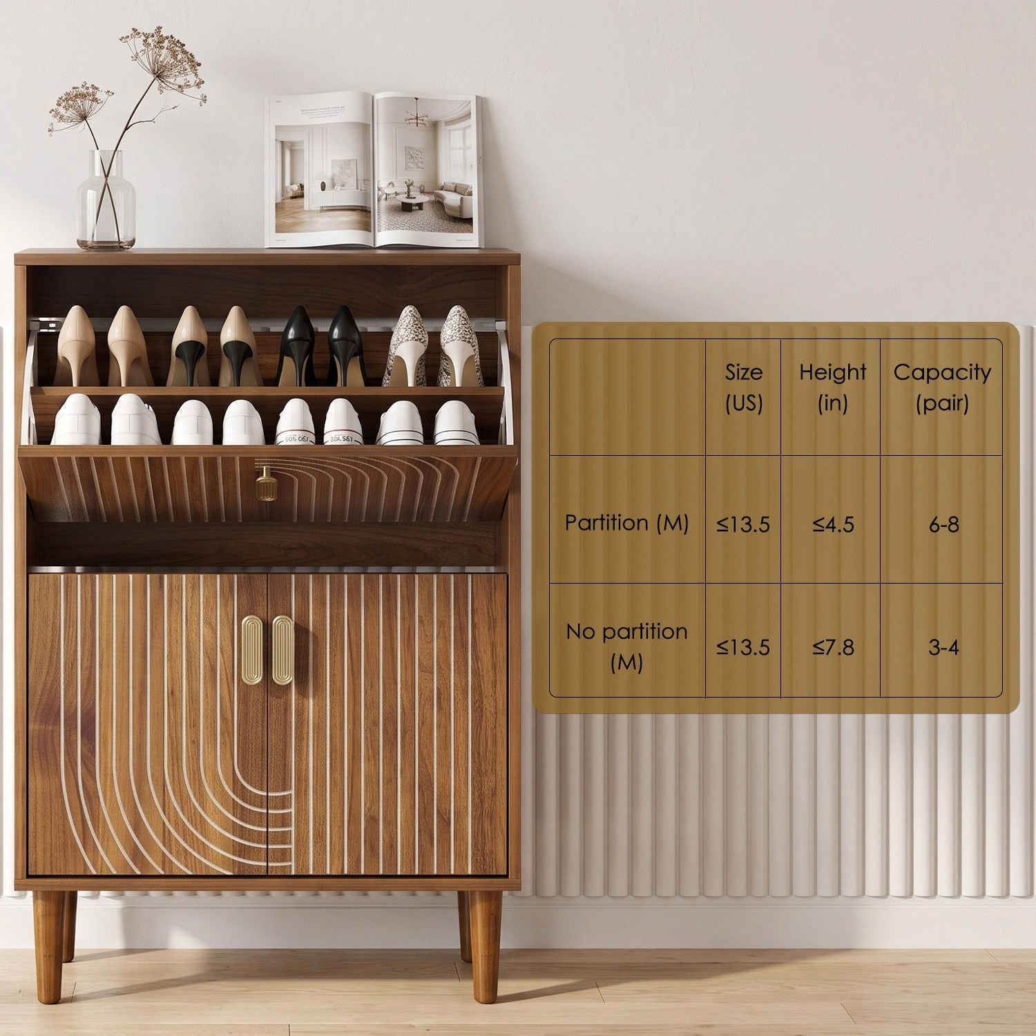 GBruno 2-Drawer Slim Shoe Storage Cabinet