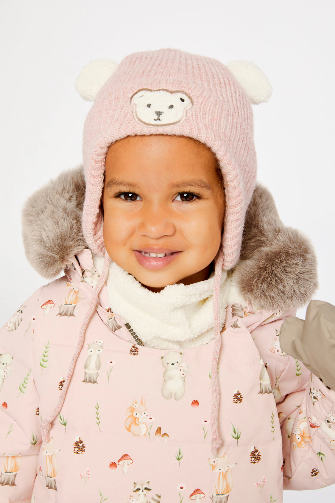 Deux par Girls Winter Knit Hat with Ear Flaps and Ears