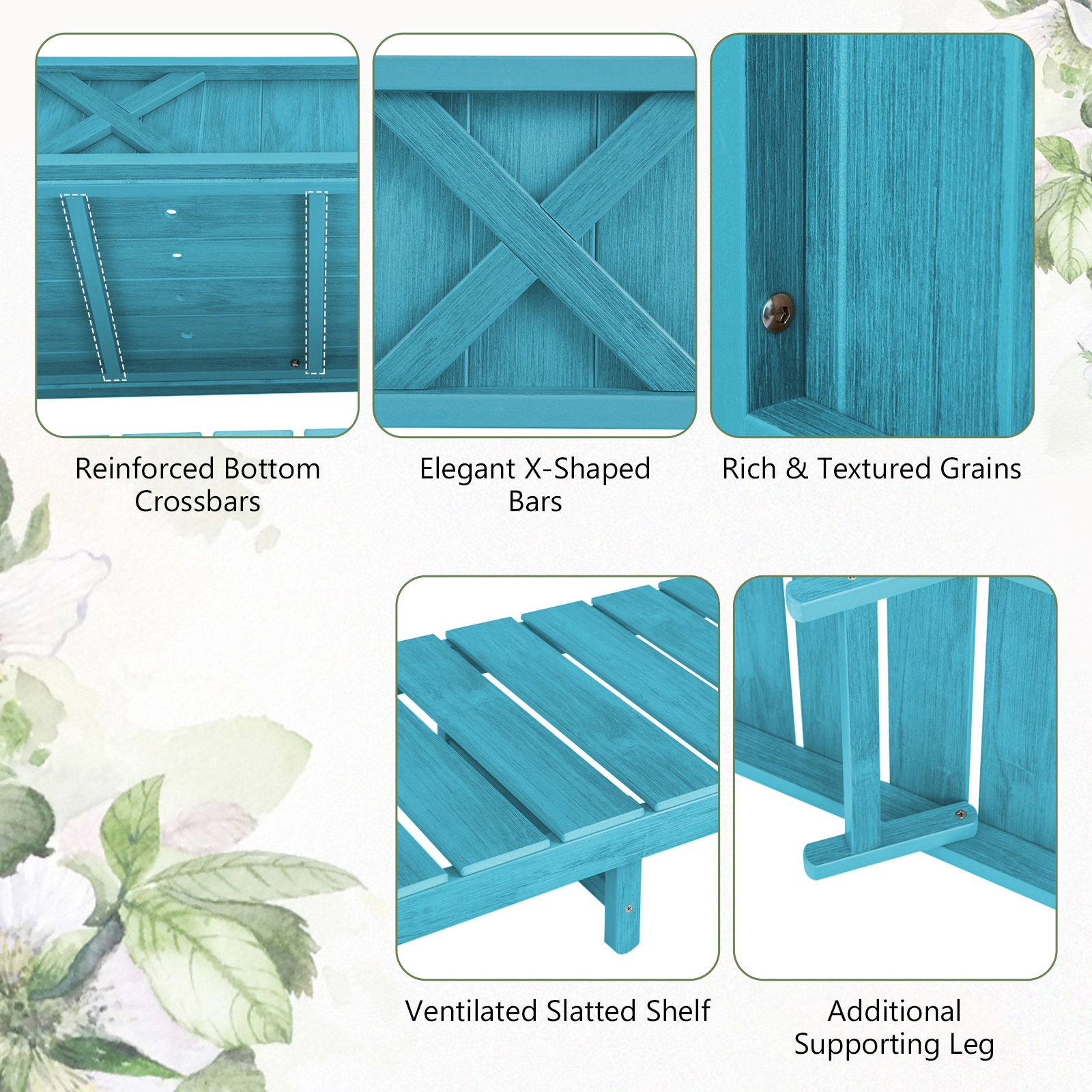 SUGIFT Poly Wood Elevated Planter Box with Legs and Storage Shelf 110-lb Planter 66-lb Shelf Blue