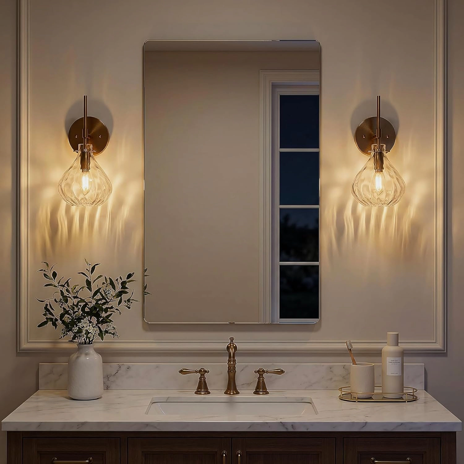 Tribesigns Set of 2 Clear Glass Shade Modern Wall Sconces