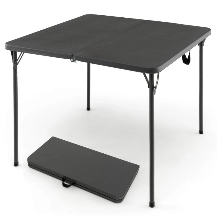 Hivvago Folding Camping Table With All-Weather Hdpe Tabletop And Rustproof Steel Frame-Gray