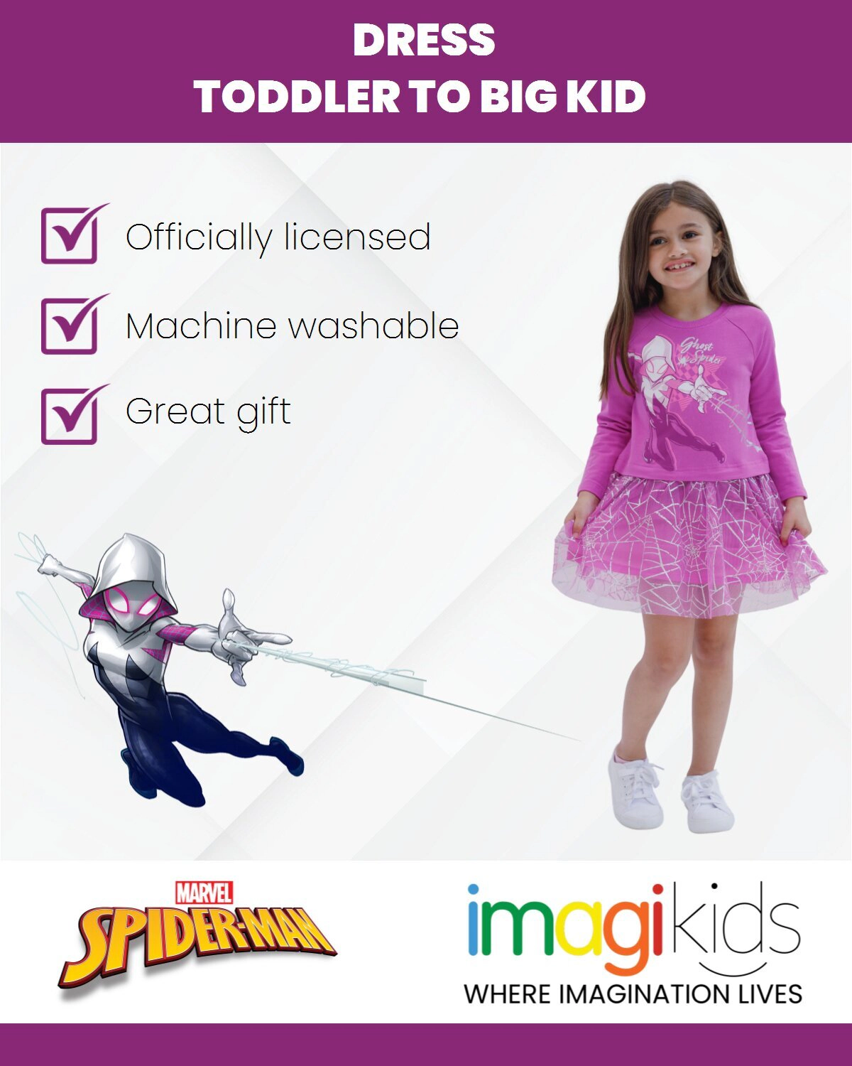Marvel Spider-Verse Ghost-Spider Girls' Cosplay Tutu Dress