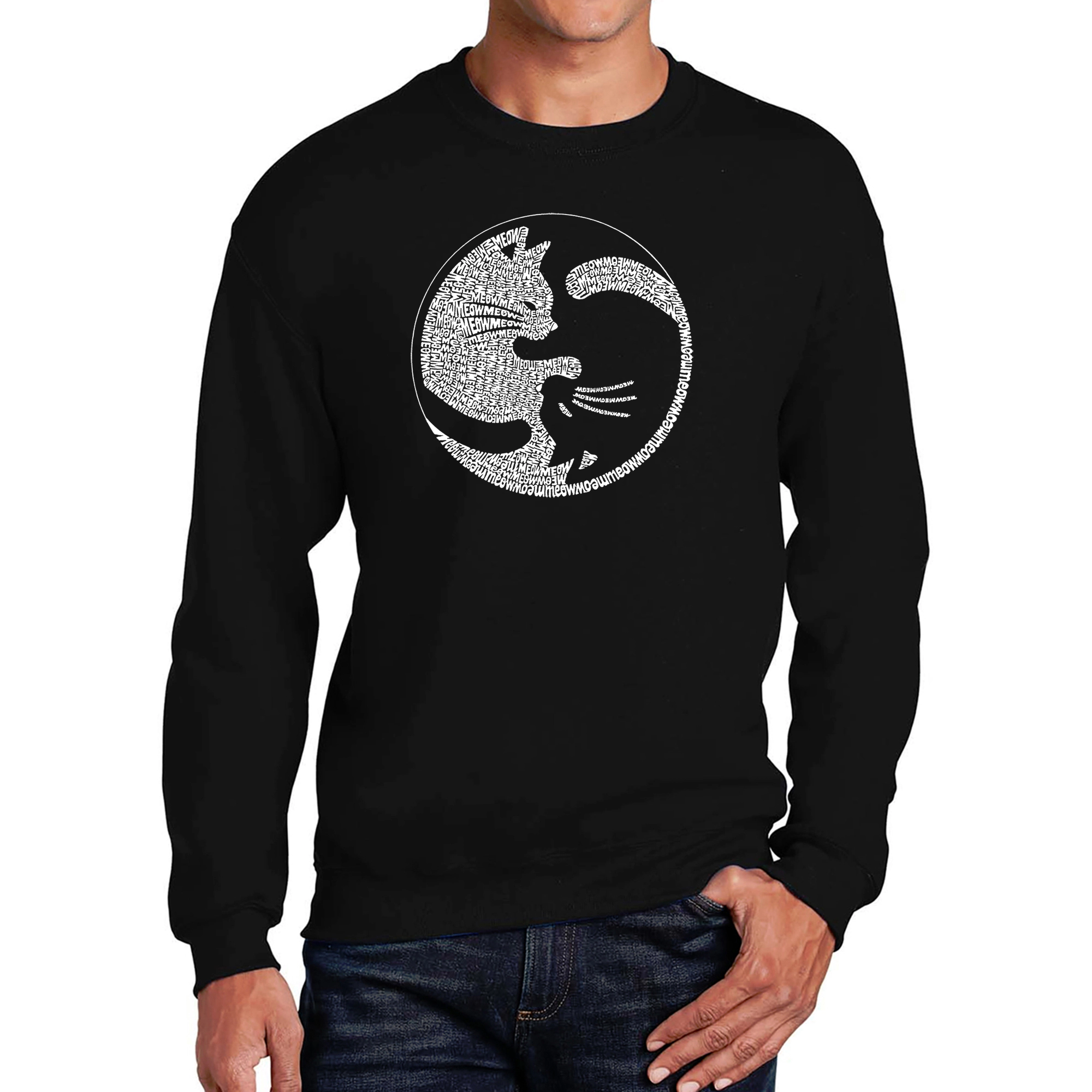 LA Pop Art Yin Yang Cat - Mens Word Crew Sweatshirt
