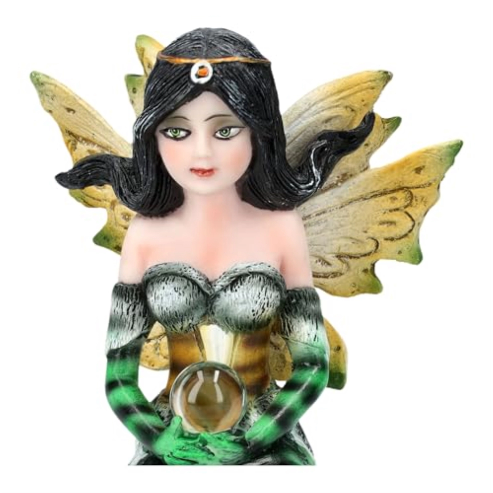 Pacific Giftware 3 inch Green Crystal Fairy Figurine with Mystical Orb and Crystal Accents Small Fairy Statue