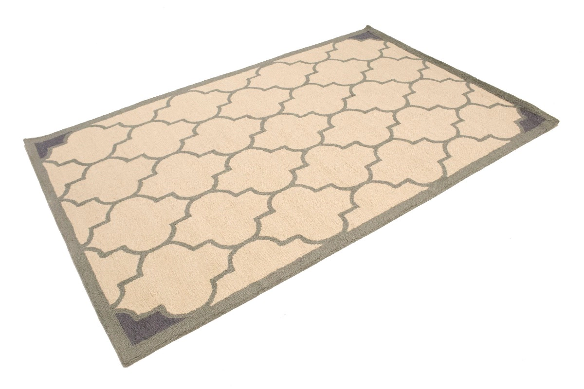 Magic Rugs 5'0 X 8'0 Trellis Hand-Tufted Cream & Gray Modern Wool Rug