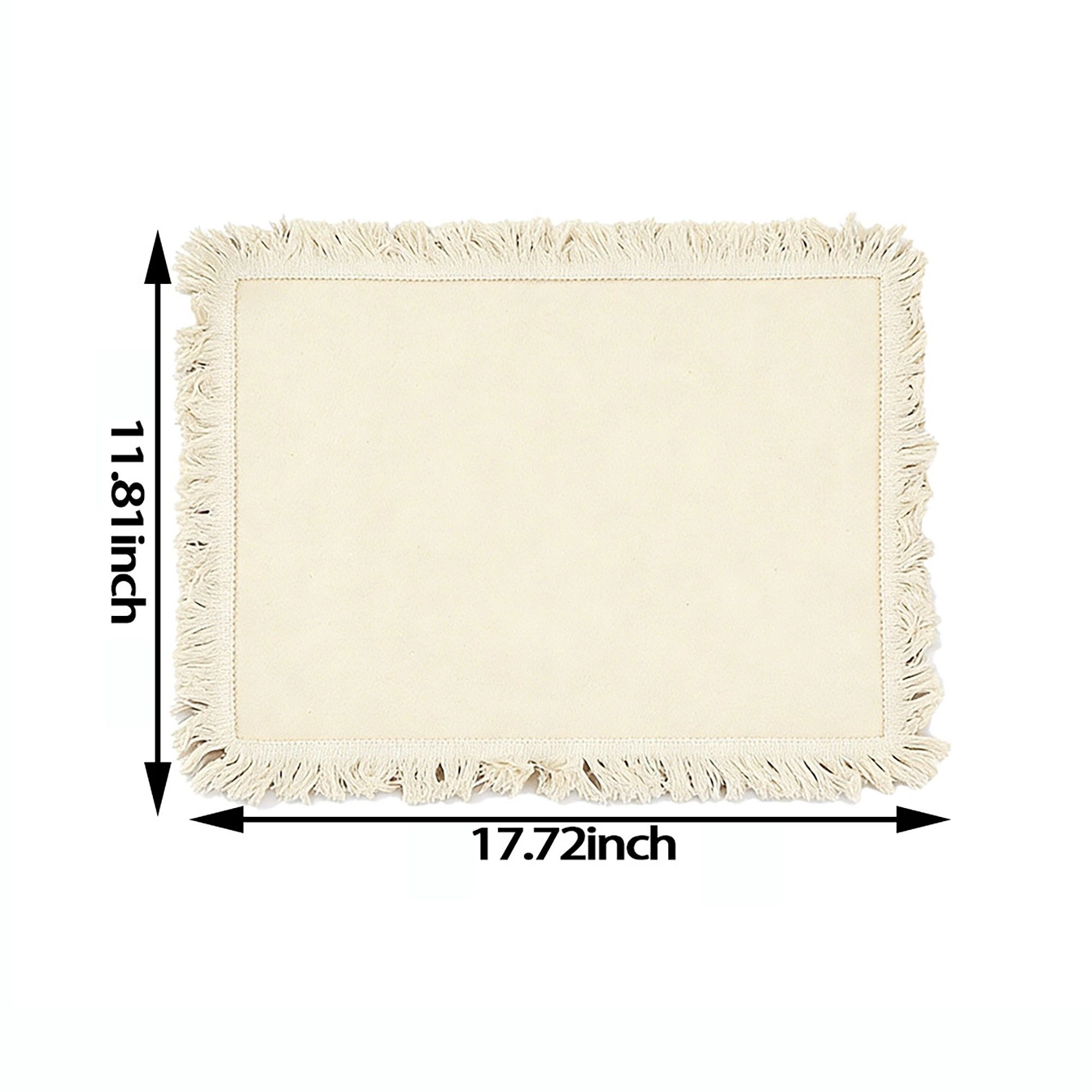 Alilang Unisex 4 Piece Cotton Linen Fringe Placemats Farmhouse Table Mats Washable Heat Resistant Dining Mats