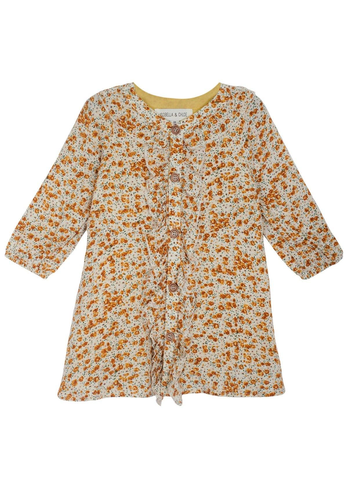 Isobella and Chloe Hope Dreams Woven Dress - Yellow, Short Length, 3/4 Sleeve