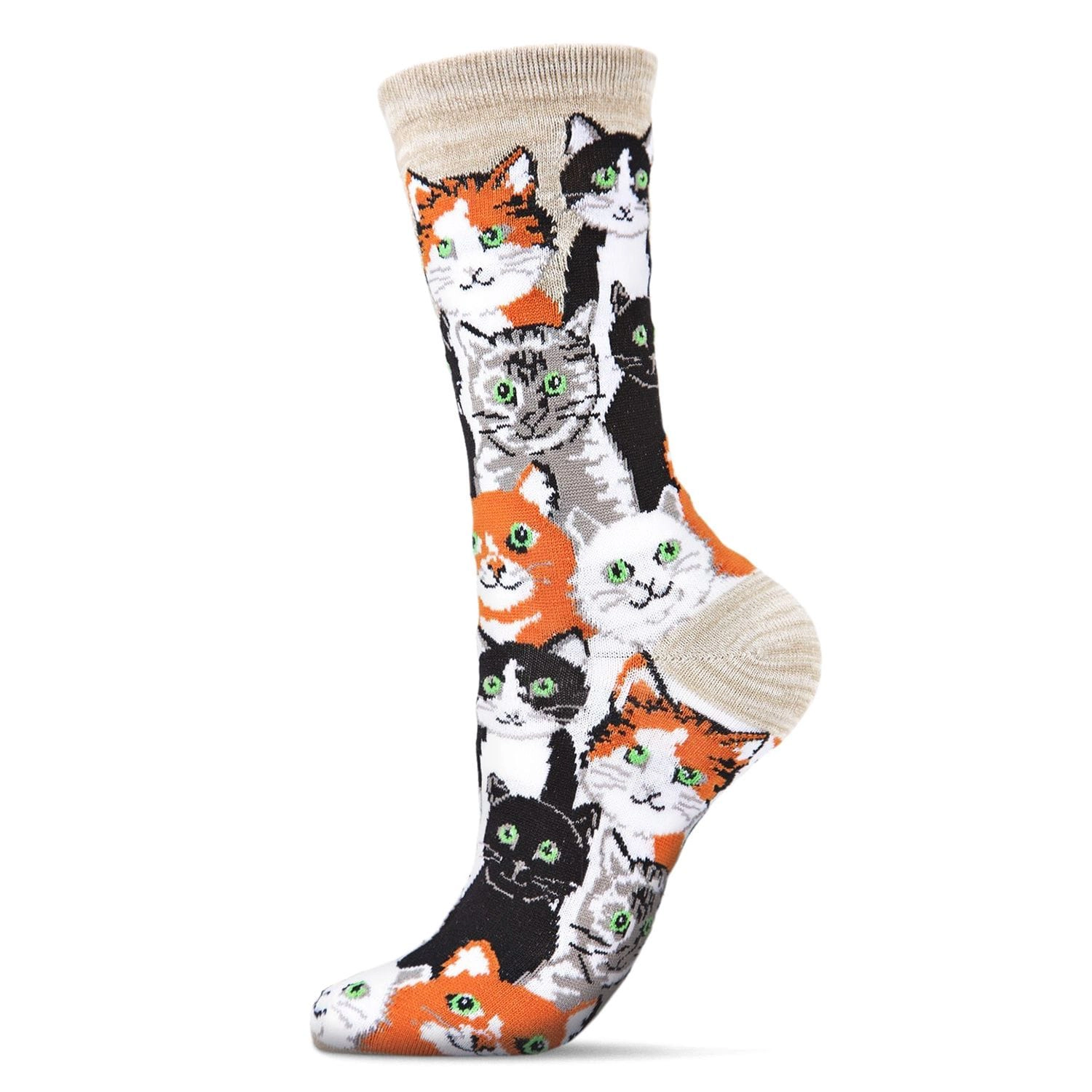 MeMoi Multi Cat Club Bamboo Blend Crew Socks