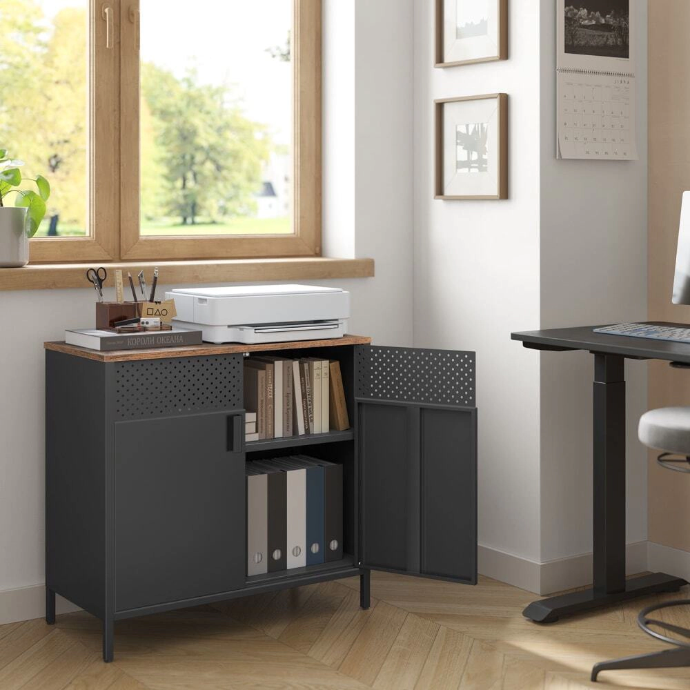 Rocky Peak Living Unisex Adjustable Console Cabinet With Steel Frame