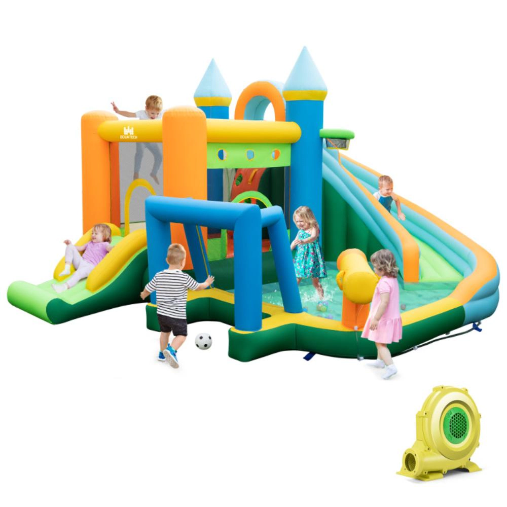 Hivvago Inflatable Water Slide with Dual Slides and Splash Pool Bounce House with 735W Blower