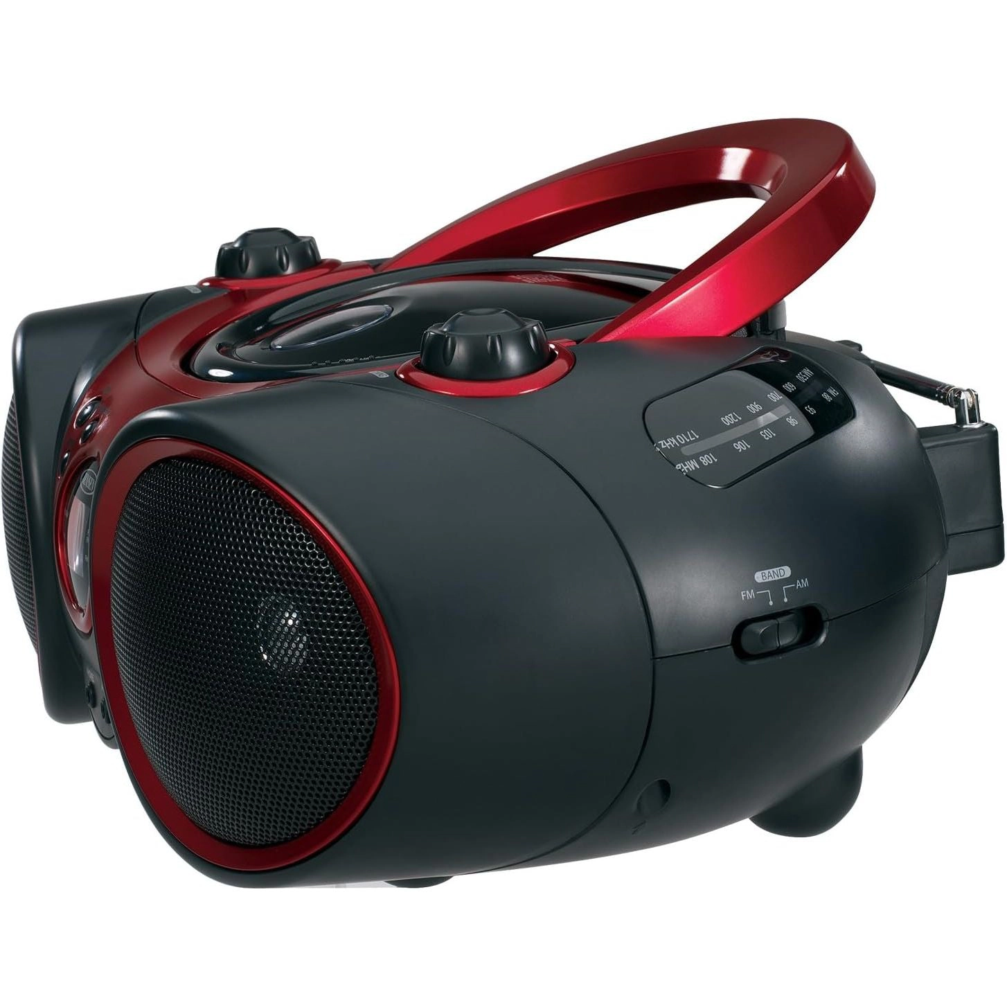 Jensen Portable Bluetooth CD Player with AM/FM Radio CD-490-RED