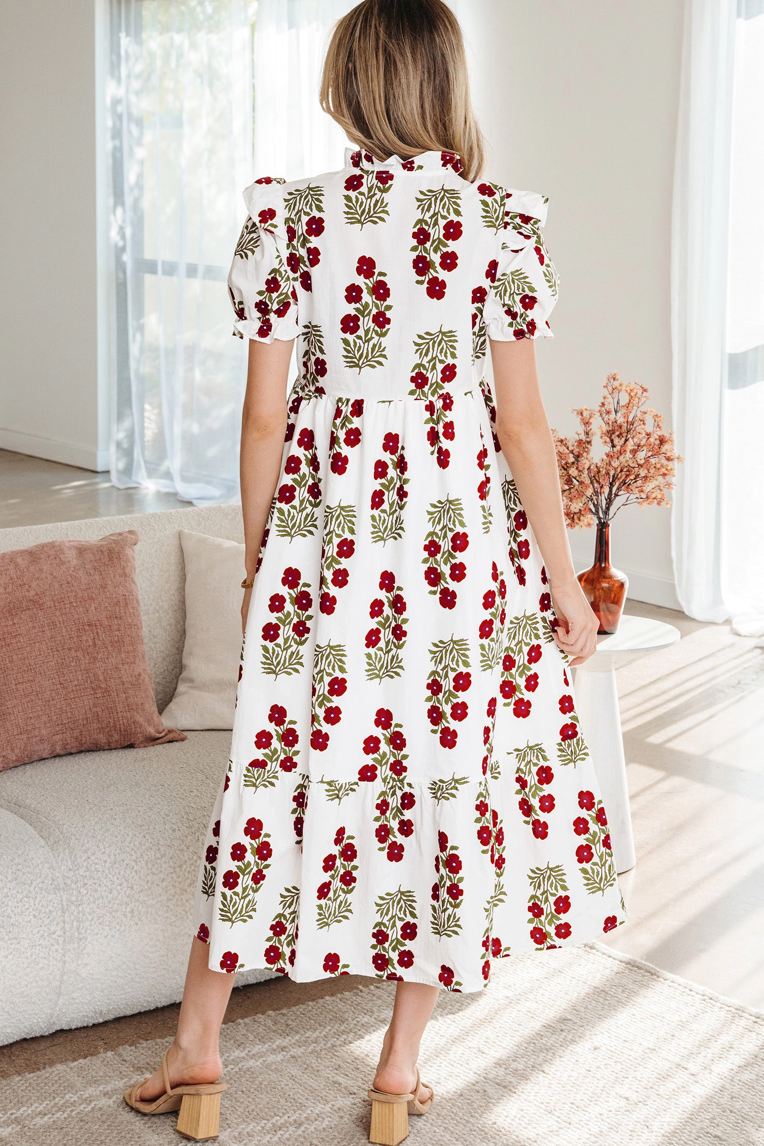 Threaded Pear Women's Promise Sleeve Tiered Maxi Dress
