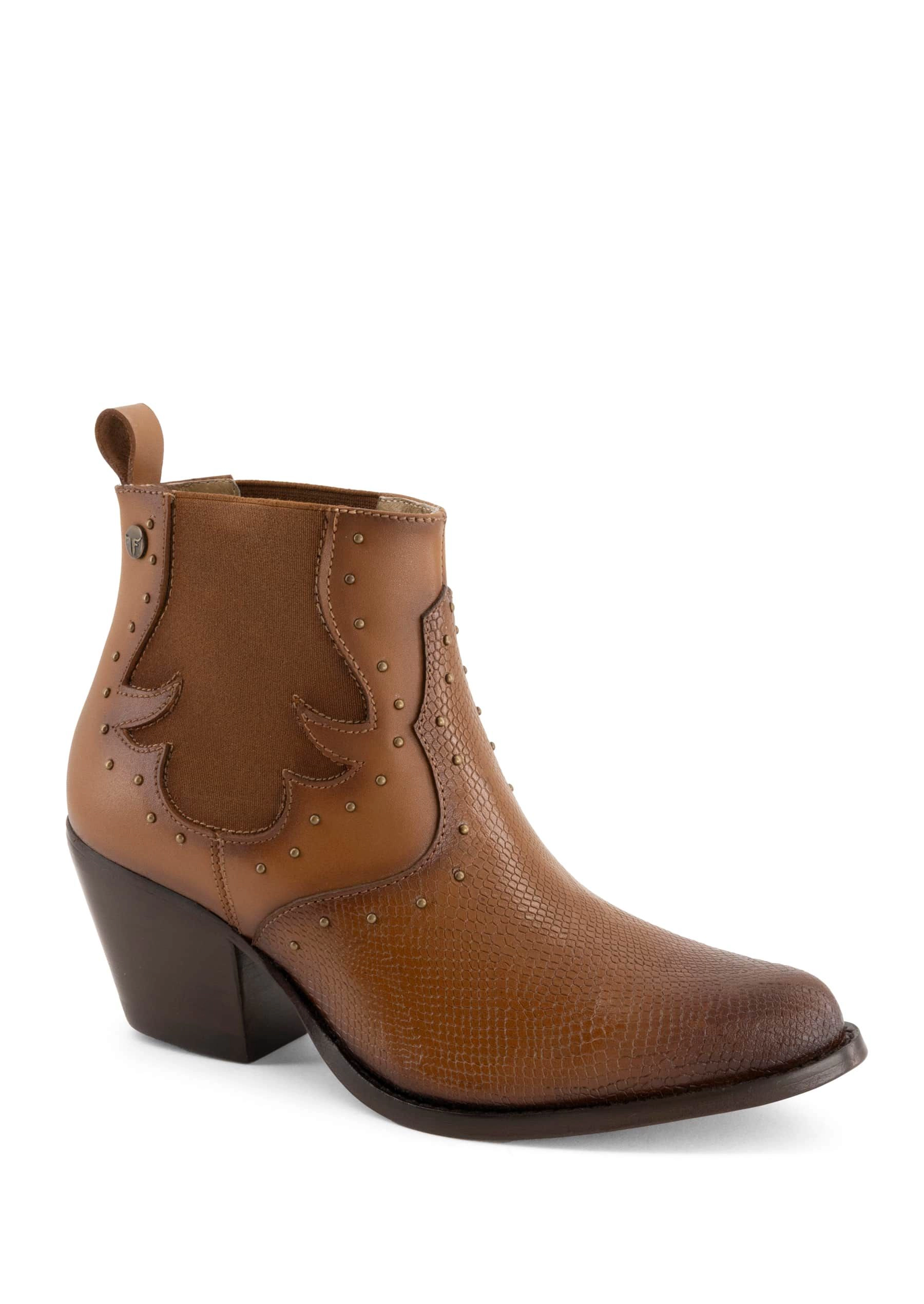 Forastero Womens Leather Boots - Pointed Toe, Block Heel