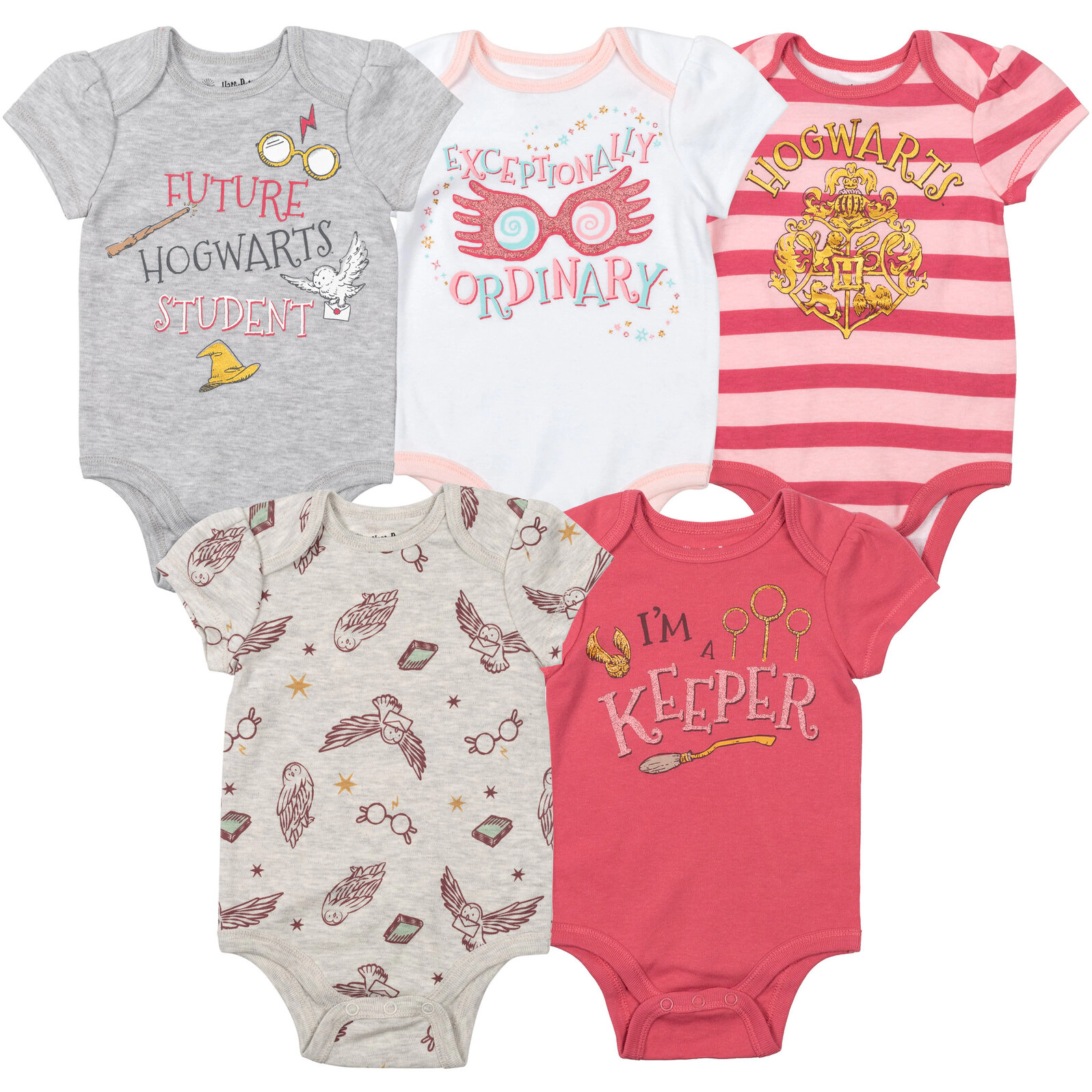 Harry Potter Baby Girls' 5-Pack Bodysuits