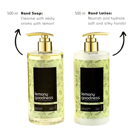 Freida and Joe  Women Lemon Citrus Hand Soap & Lotion Set Wooden Holder Unisex Valentine's Gift