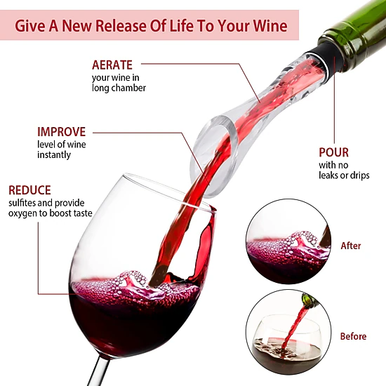 GBruno In-Bottle Wine Aerator Pourer With Drip Stopper