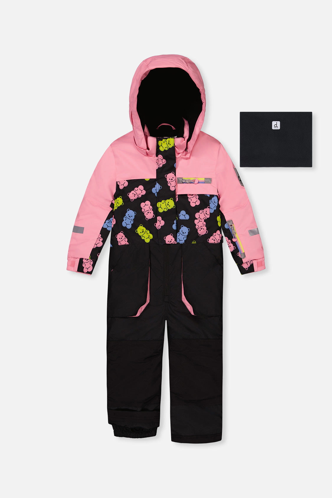 Deux par Girls Gummy Bear Print One Piece Play Snowsuit with Detachable Hood