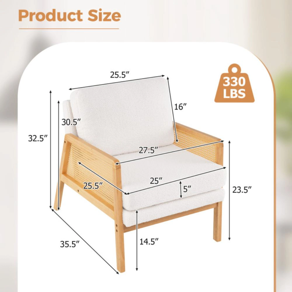 Hivvago Modern Rattan Arm Accent Chair with Cushion
