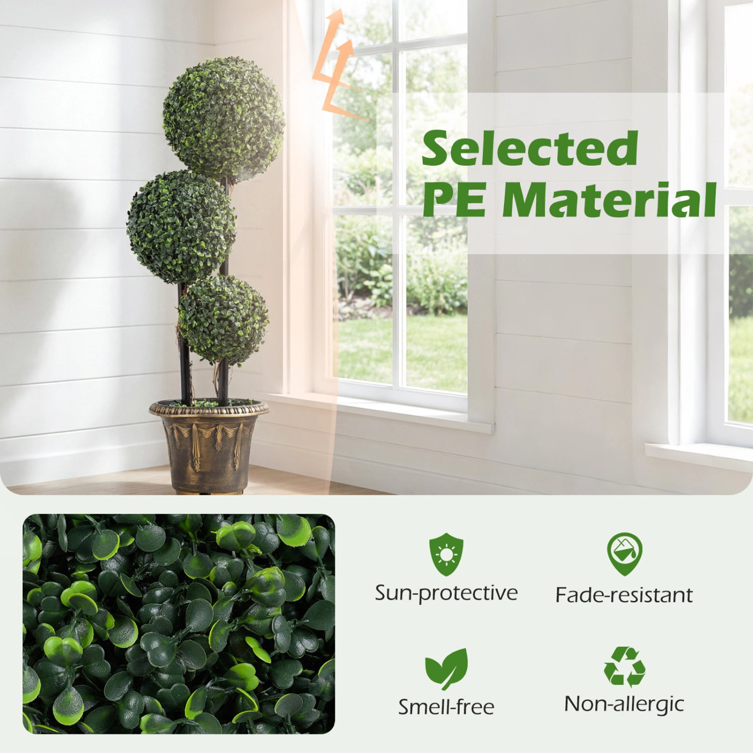 Slickblue Artificial Topiary Tree 35 Inch Potted Faux Plant for Entryway Office Living Room