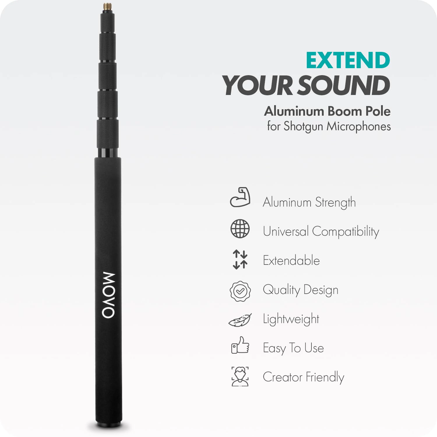 Movo CMP-17 Professional 9.8' Aluminum Boom Pole for Shotgun Microphones
