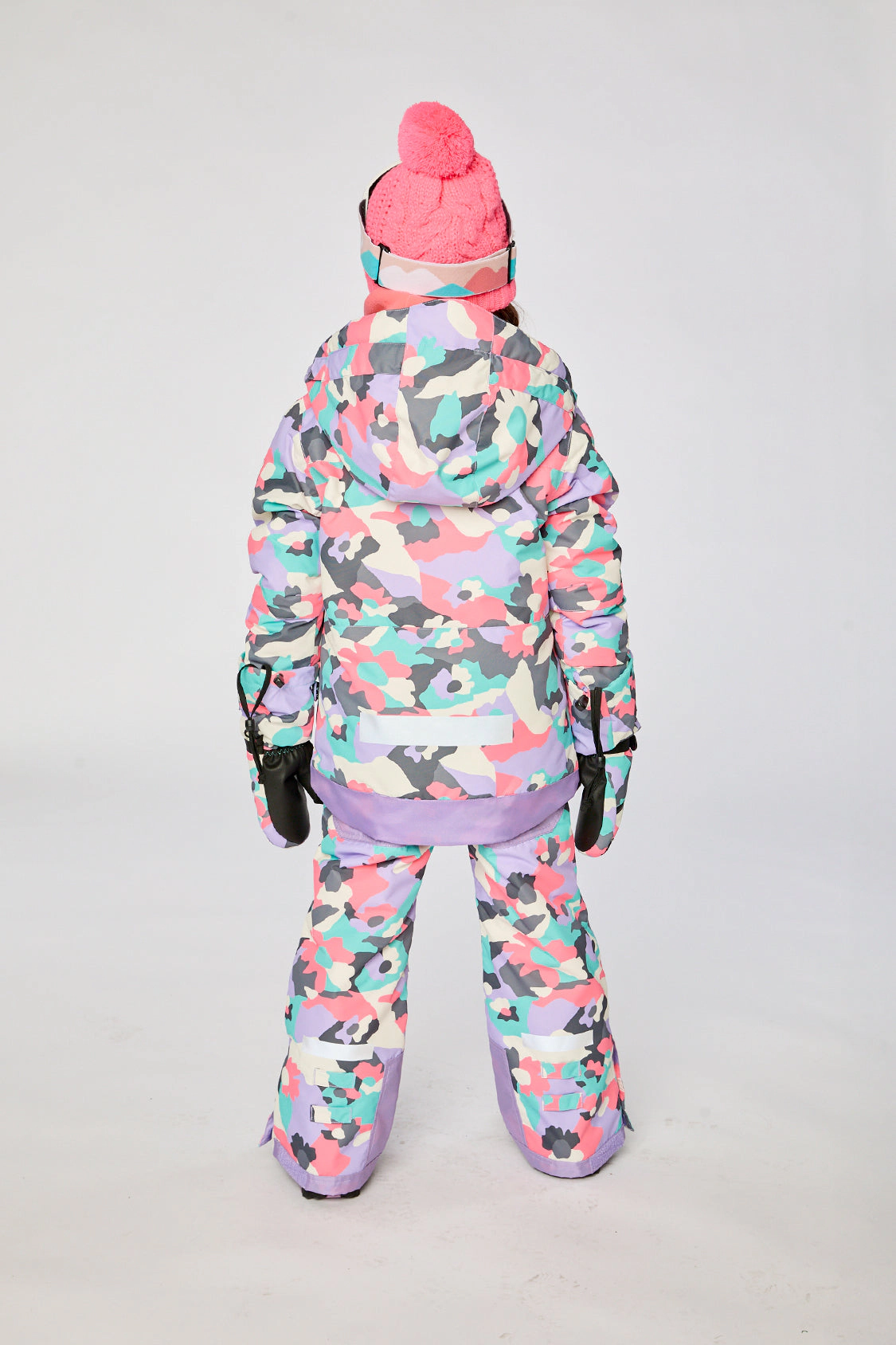 Deux par Deux Girls Two Piece Teknik Camouflage Print Snowsuit with Hooded Jacket and Snow Pants