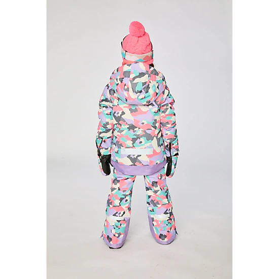 Deux par Deux Girls Two Piece Teknik Camouflage Print Snowsuit with Hooded Jacket and Snow Pants