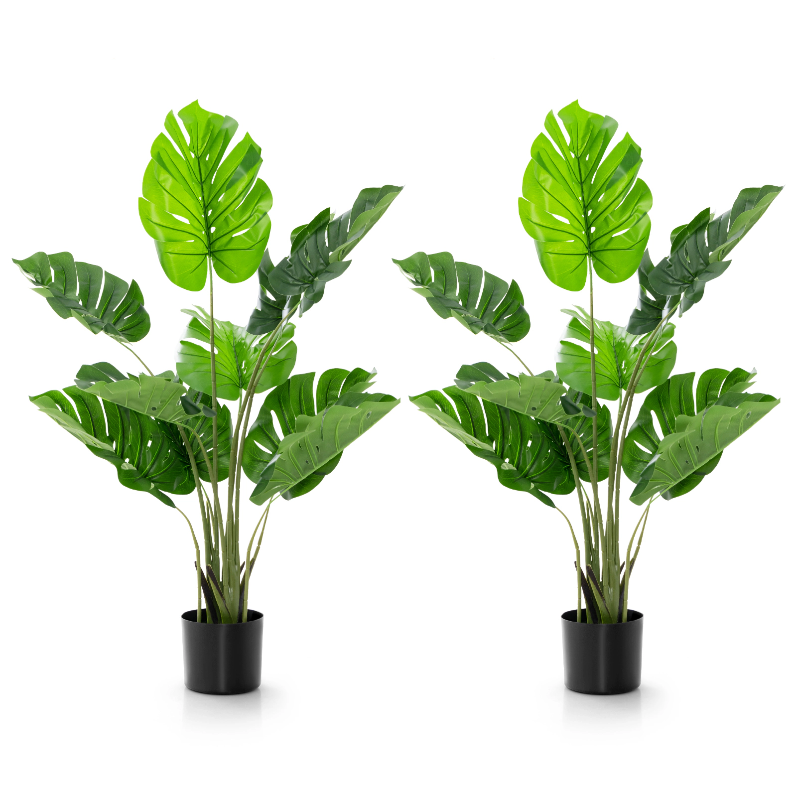 Slickblue Set of 2 4-Ft Artificial Monstera Trees with Pots for Indoor Decor