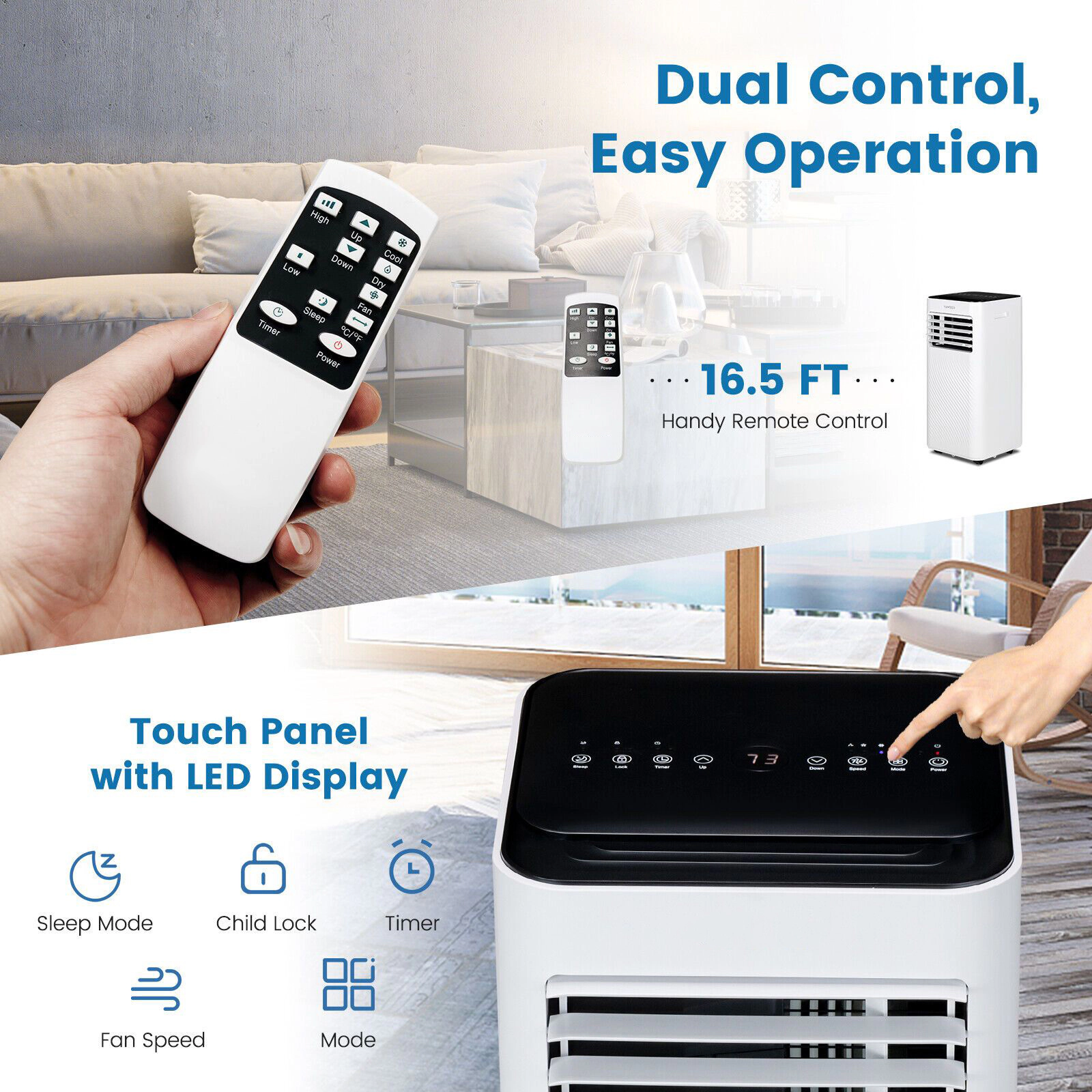 SlickBlue 10,000 BTU Portable Air Conditioner with Remote Control
