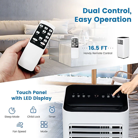 SlickBlue 10,000 BTU Portable Air Conditioner with Remote Control