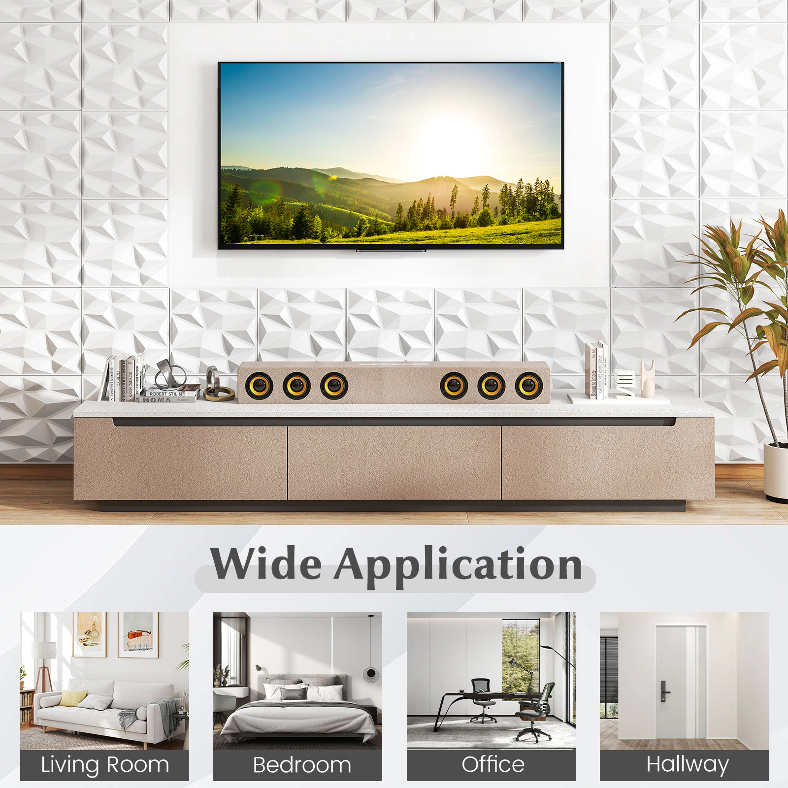 SUGIFT 100-Pack Diamond Pattern Waterproof PVC 3D Wall Panels 12-in x 12-in x 1-in 100 sq ft Coverage 16-lb White
