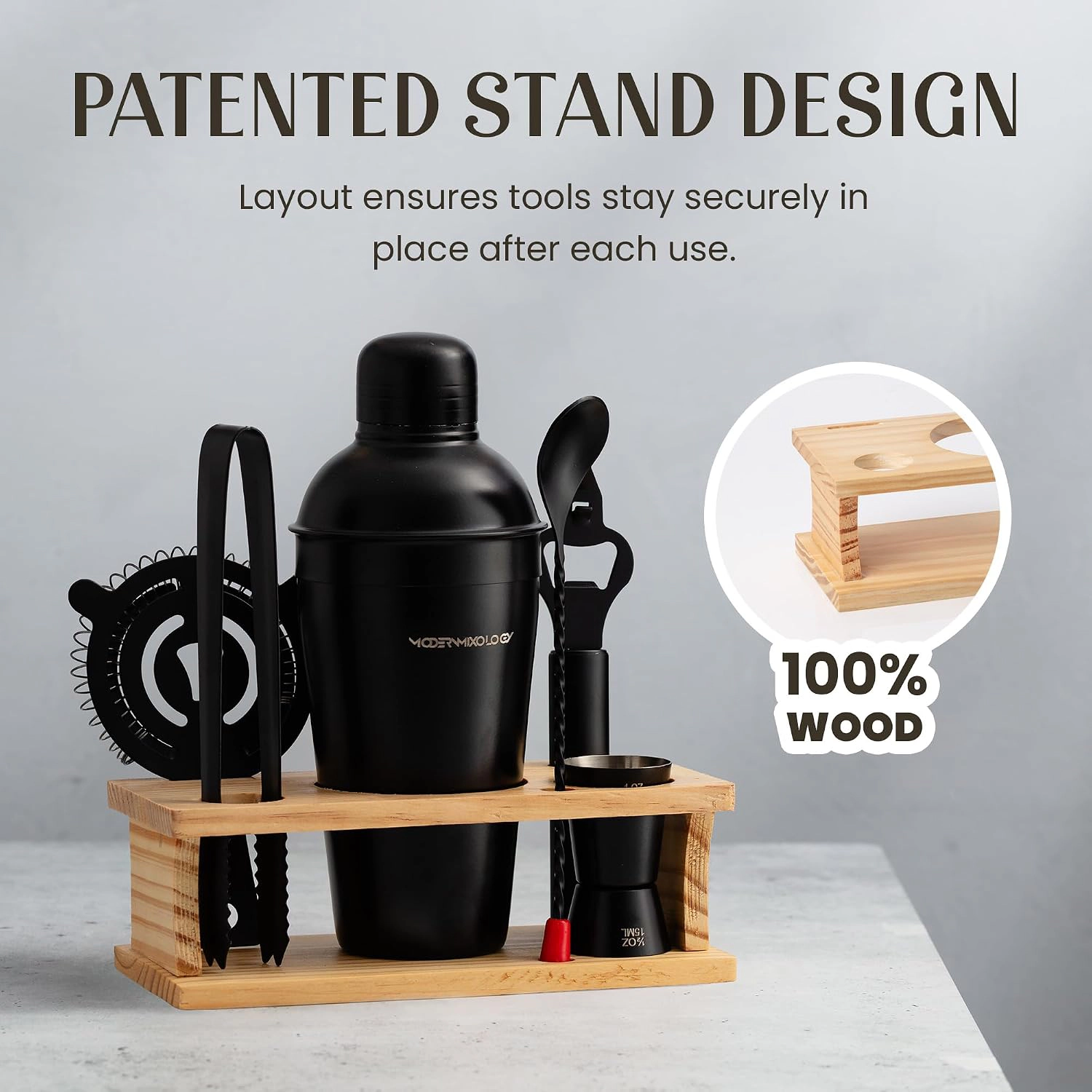 Mixology & Craft Cocktail Shaker Set: 8-Piece Bartender Kit with Stand | Complete Gift Set