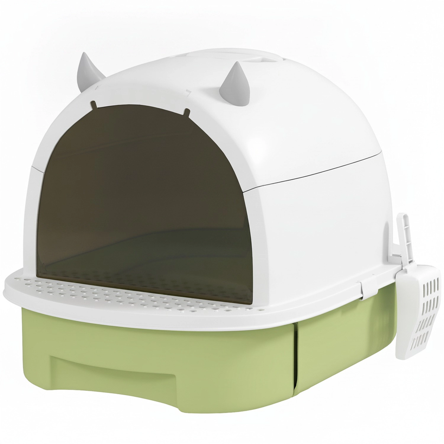 HONGGE Covered Cat Litter Box with Lid, Scoop, Deodorizing Bags for Odor Control, Privacy, Easy to Clean