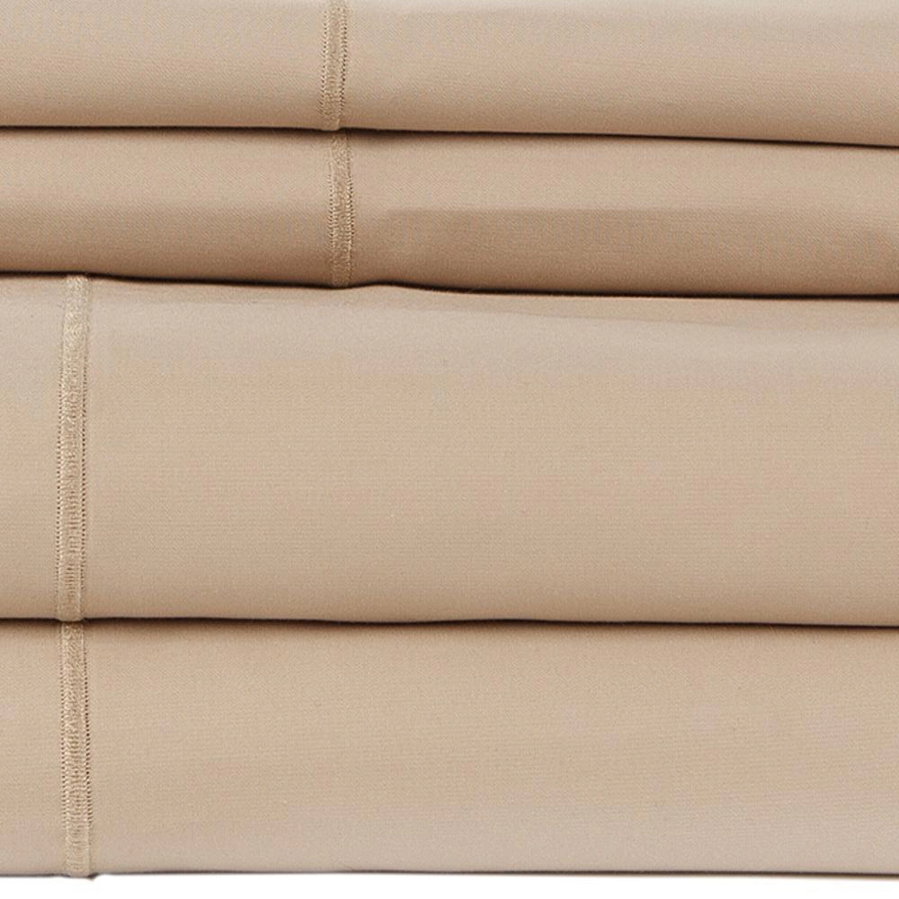 Hotel Concepts 500 Thread Count Sateen Sheet 4 Piece Set Queen Taupe