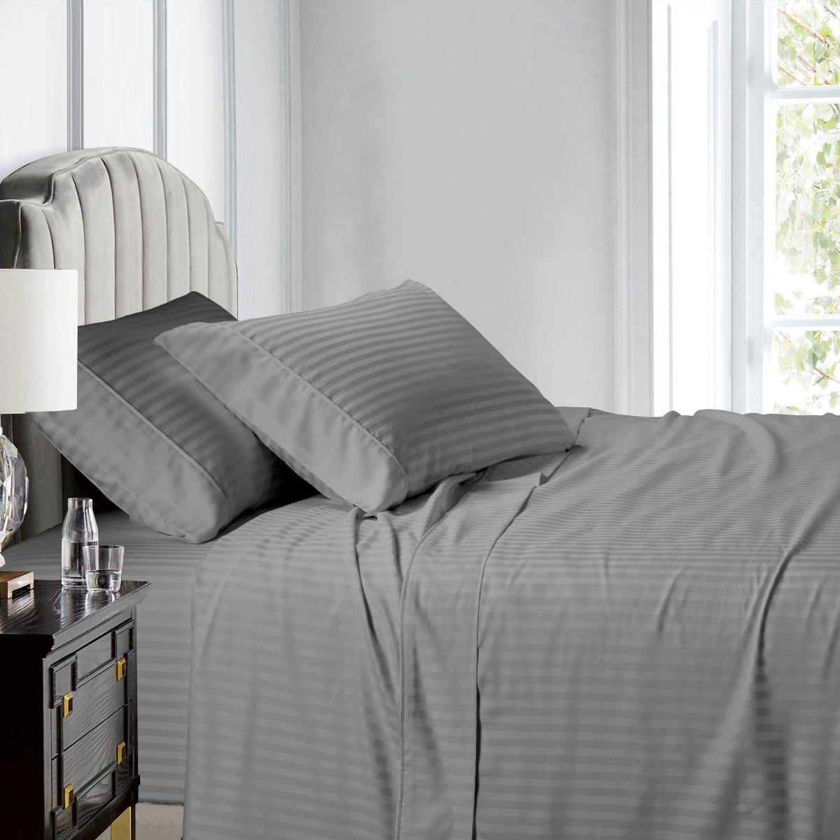 Egyptian Linens 600 Thread Count Damask Stripe Cotton Sheet Set